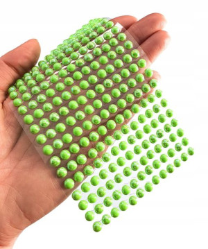 Dżety Pół Perełki Samoprzylepne Zielone 260szt 6mm