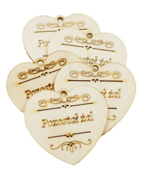Zawieszka Tabliczka Serce Pozostał Żal 5szt 5,5cm
