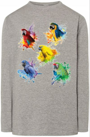 Papugi Męski Kolorowy Longsleeve Modny Rozm.M