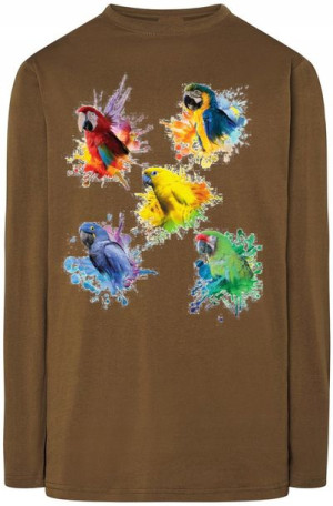 Papugi Męski Kolorowy Longsleeve Modny Rozm.S