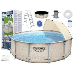 Basen stelażowy okrągły z daszkiem 3,96x1,07m Bestway 5614V Zestaw