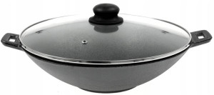 WOK Patelnia Żeliwna 31cm Pokrywa INDUKCJA GAZ