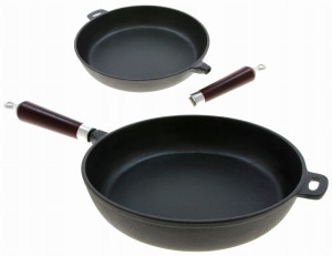 Patelnia ŻELIWNA 24 cm CIĘŻKA GŁĘBOKA INDUKCJA GAZ