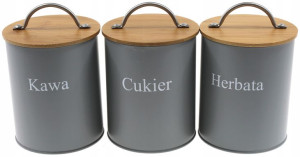 Komplet 3 Pojemników Pojemniki Kawa Cukier Herbata