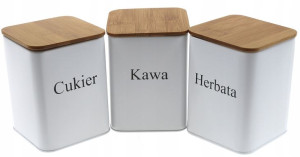 Komplet 3 Pojemników Pojemniki Kawa Cukier Herbata