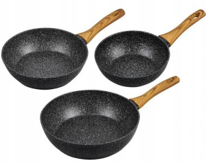 3 X Patelnia Głęboka Marmurkowa Indukcja Gaz 7508