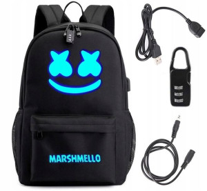 Plecak Świecący Szkolny Marshmello Usb Kłódka