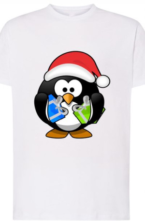 Pingwin Świąteczny T-Shirt Męski Modny Rozm.5XL