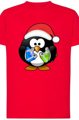 Pingwin Świąteczny T-Shirt Męski Modny Rozm.5XL