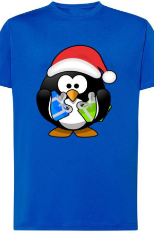 Pingwin Świąteczny T-Shirt Męski Modny Rozm.XS