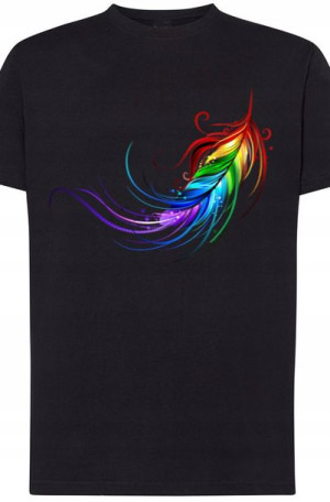 Pióro Kolorowe Męski T-Shirt Modny Rozm.S