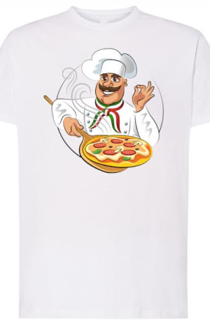PizzerMan Męski T-Shirt Nadruk Modny r.L