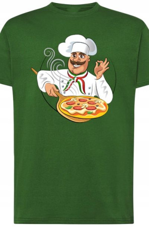PizzerMan Męski T-Shirt Nadruk Modny r.L