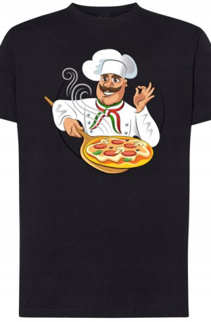 PizzerMan Męski T-Shirt Nadruk Modny r.L