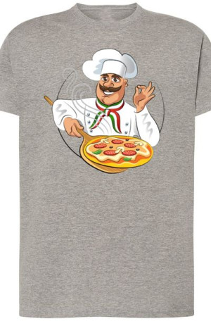 PizzerMan Męski T-Shirt Nadruk Modny r.S