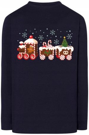 Pociąg Świąteczna bluza Modna Longsleeve r.XL