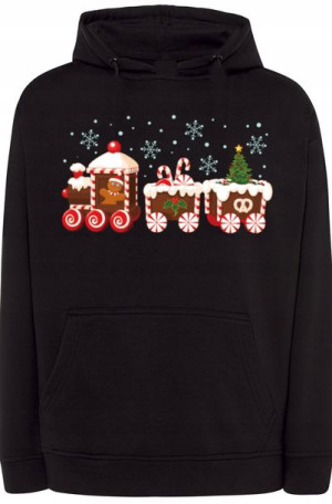 Pociąg Świąteczna Męska Bluza Kaptur r.S