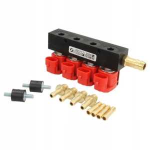 Listwa Wtryskowa Valtek 4cyl 3 Ohm Czerwona + 4 X