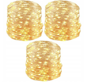 Lampki Druciki 80 Led Baterie Białe Ciepłe X3szt