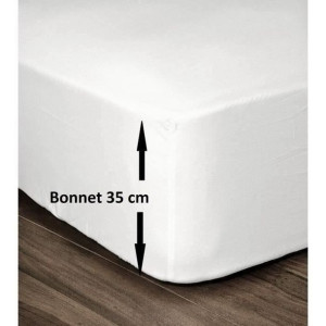 PIEKNY DOM Przescieradlo 100% bawelna 160x200 cm - Czapka 35 cm - Biala