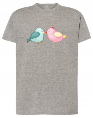 Prezent Walentynki Tshirt męski Gołąbki Miłość XS