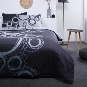 DZIS Tom - Posciel - Bawelna - 2 osoby - 240 x 260 cm - Szary nadruk