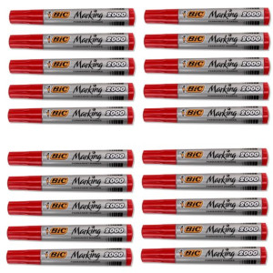 Marker Permanentny Bic Czerwony Okrągła Końcówka - Zestaw 20 Szt