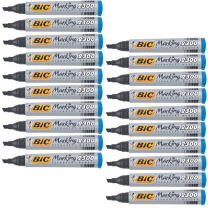 Marker Permanentny Bic Niebieski Ścięta Końcówka - Zestaw 20 Szt