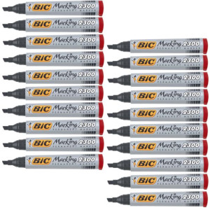 Marker Permanentny Bic Czerwony Ścięta Końcówka Zestaw 20 Szt