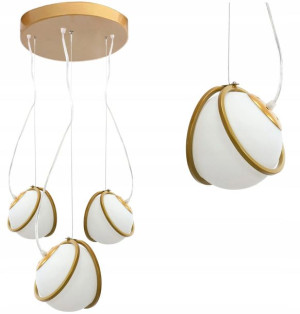 Lampa Sufitowa Wisząca Gold 3 Kule Złota Biała
