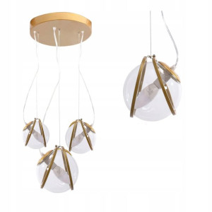 Lampa Sufitowa Wisząca Gold 3 Kule Złote Szklane