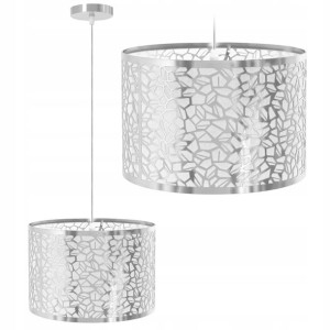 Lampa Sufitowa Wisząca Chrom Ażurowa Srebrna E27
