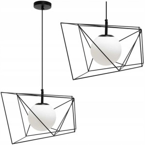 Lampa Sufitowa Druciana Czarna Black Szklana Kula