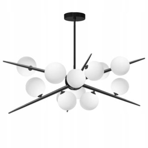 Lampa Sufitowa Wisząca Czarna Szklane Kule 8x G9