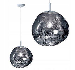 Lampa Sufitowa Wisząca Szklana Silver Srebrna