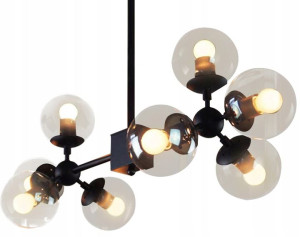 Lampa Sufitowa Wisząca 8 Punktowa Czarna Kula