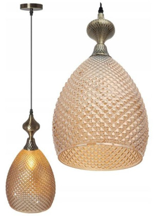 Lampa Sufitowa Wisząca Szklana Amber Bursztynowa