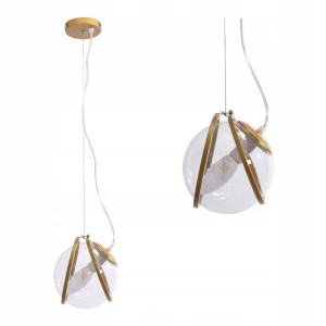 Lampa Sufitowa Wisząca Kula Gold Przezroczysta E27