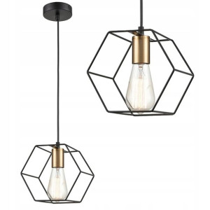 Lampa Wisząca Metalowa Industrialna Black Gold E27
