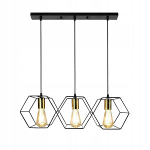 Lampa Wisząca Czarna Metalowa Heksagony Nowoczesna