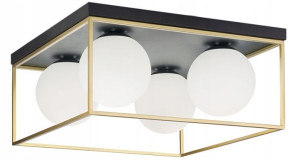Lampa Sufitowa Plafon Metalowa Gold Mleczne Szkło