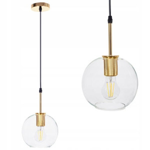Lampa Wisząca Szklana Kula Złota Gold Nowoczesna