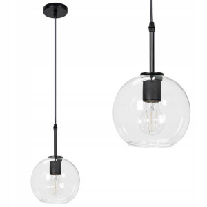 Lampa Wisząca Szklana Kula Nowoczesna Czarna Szkło