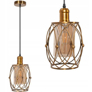 Lampa Wisząca Szklana Metalowa Nowoczesna Złota