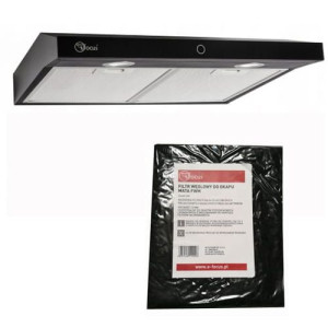 Okap Pochłaniacz 50cm CZARNY kuchenny Modo Slim- Panel dotykowy podszafkowy