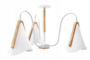 Lampa Wisząca Drewniana Skandynawska Biała White