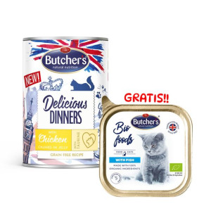 BUTCHER'S Delicious Dinners kawałki z kurczakiem w galaretce 400g (kot) + B