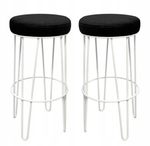 2x Hoker niski taboret barowy 66 biały metalowy 4P