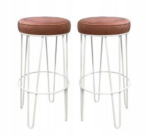 2x Hoker niski taboret barowy 66 biały metalowy 4P