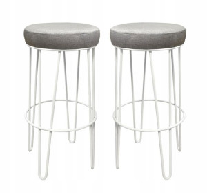 2x Hoker niski taboret barowy 66 biały metalowy 4P